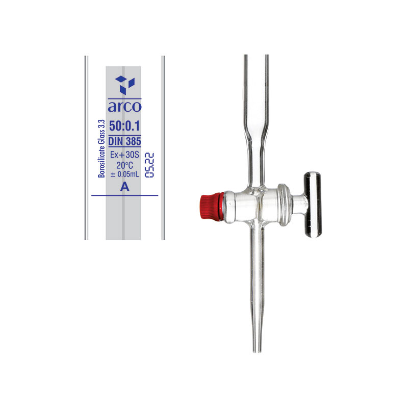 Burette, Class ‘A’ Schellbach, Straight Bore Glass Stopcock With Screw